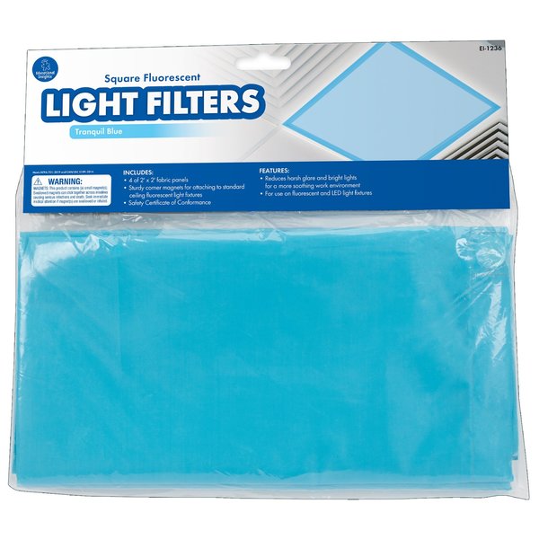 Educational Insights Classroom Light Filters, 2ft. x 2ft., Tranquil Blue, 4PK 1236